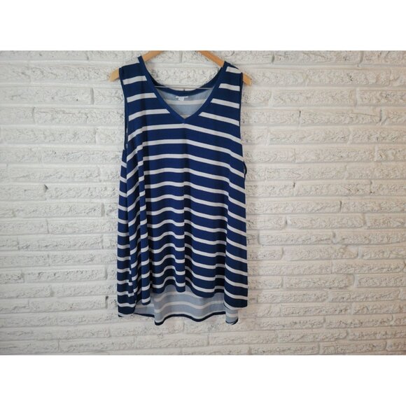 LuLaRoe Tops - Lularoe Women Top 2XL Plus Tunic Sleeveless Dress Asymmetric Blue STR19E